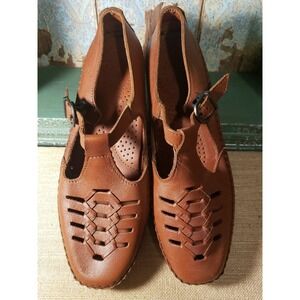 Dexter Fisherman Sandal Brow Leather USA Huarache Moc T-Strap Shoes Womens 7.5M